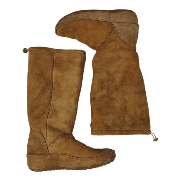 FitFlop Tan Suede Shearling Lined Tall Boots 6 - Picture 1 of 13